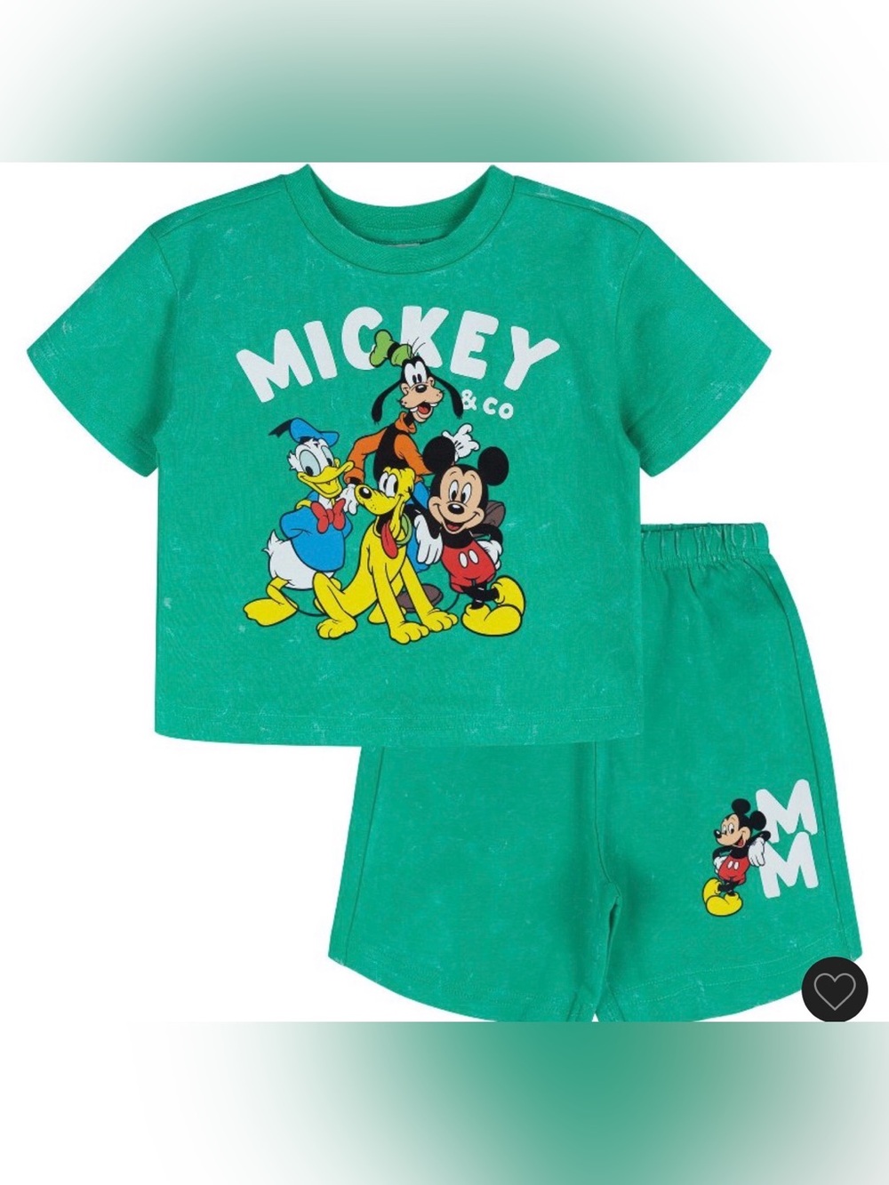 Disney Green Mickey & Friends Short Sleeve Pajama Set
